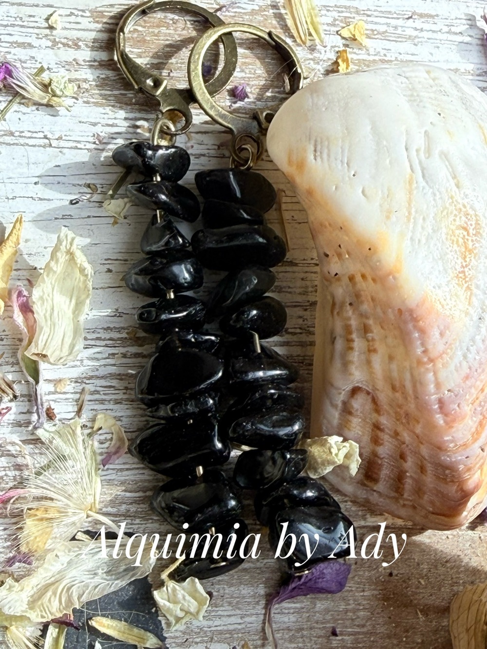 Alquimia Black Chip Dangle Earrings with Gold-Tone Lever Backs